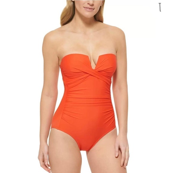 Calvin Klein Calvin Klein VERMILLION Tummy-Control Swimsuit 16 New - Picture 1 of 9